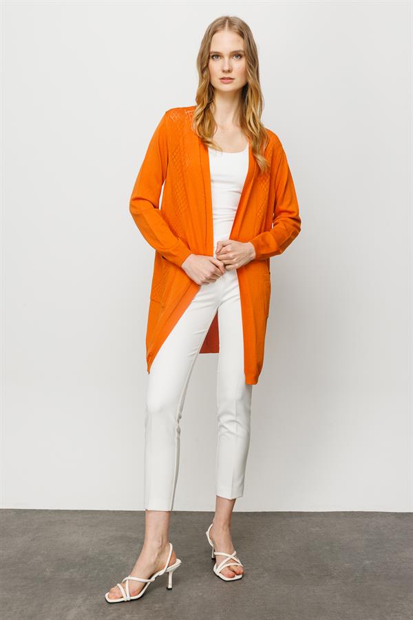 Женский летний картиган с тесьмой спереди и сзади оранжевый