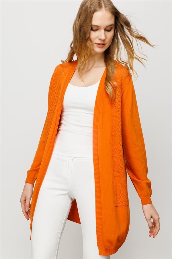 Женский летний картиган с тесьмой спереди и сзади оранжевый