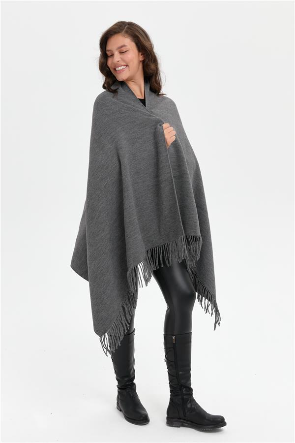 Kadın Ortası Çiçek İşlemeli Şal G.Melanj