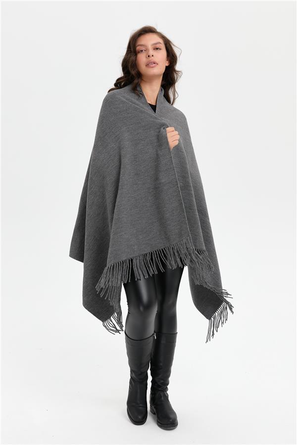 Kadın Ortası Çiçek İşlemeli Şal G.Melanj