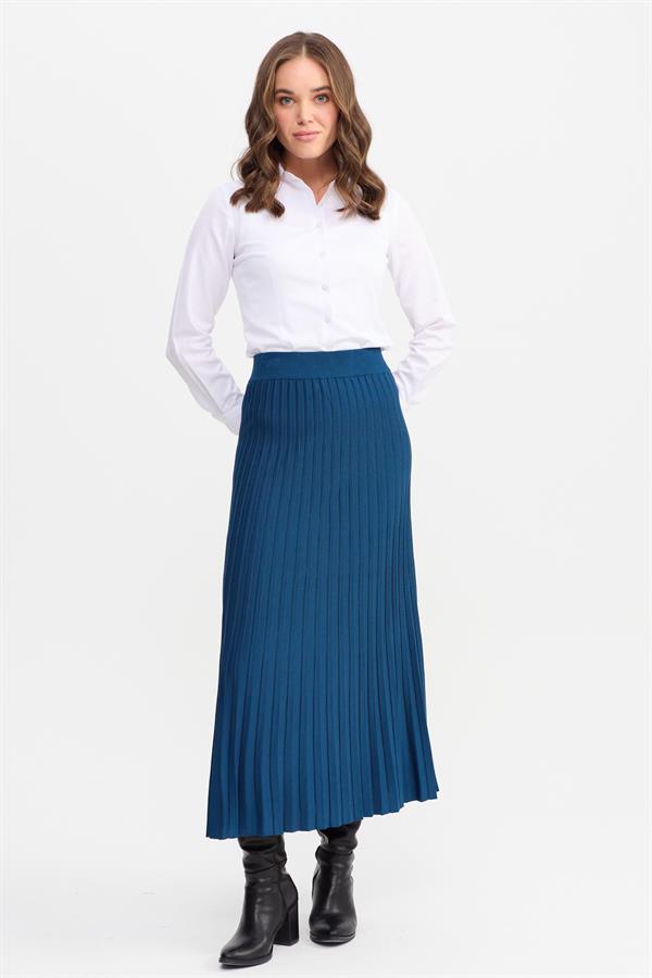 Женская трикотажная плиссированная юбка цвета индиго