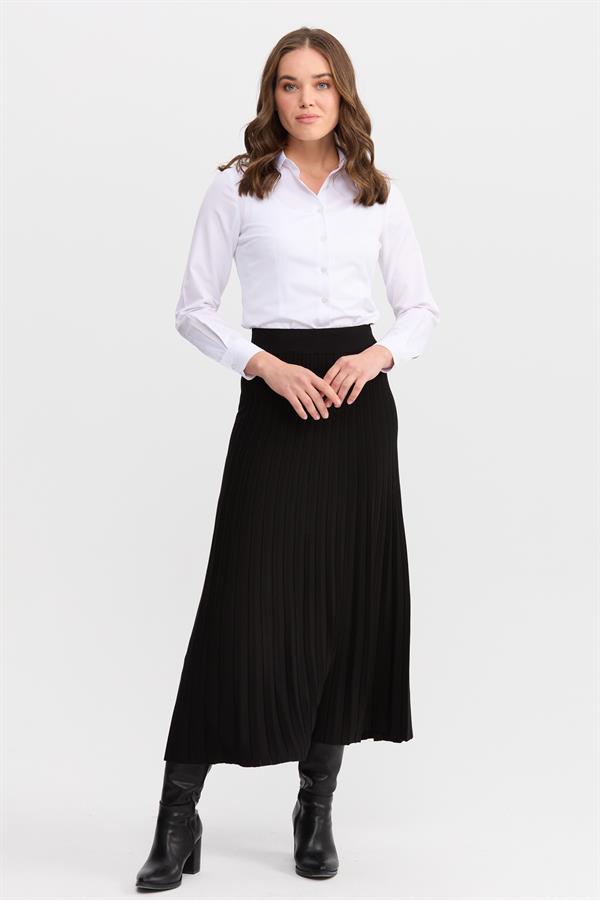 Женская трикотажная плиссированная юбка черная
