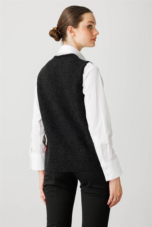 Womens Floral Patchwork Wool Vest