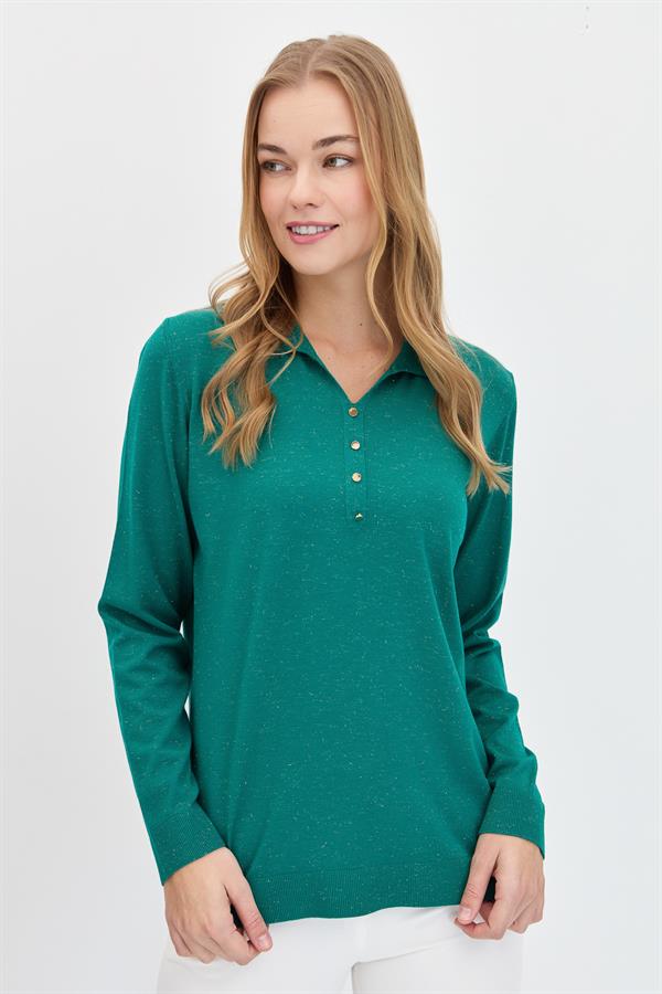 Женский базовый свитер с воротником поло