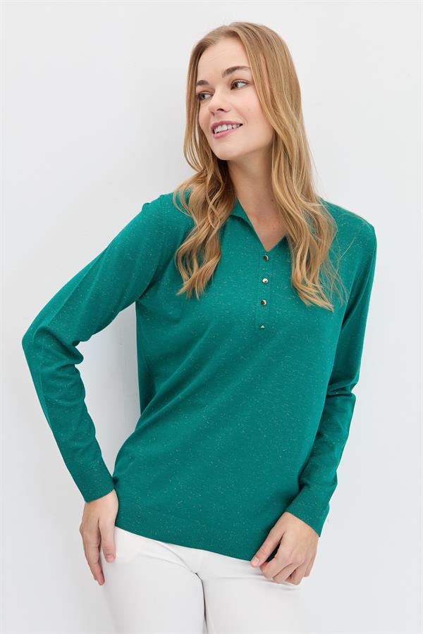 Женский базовый свитер с воротником поло