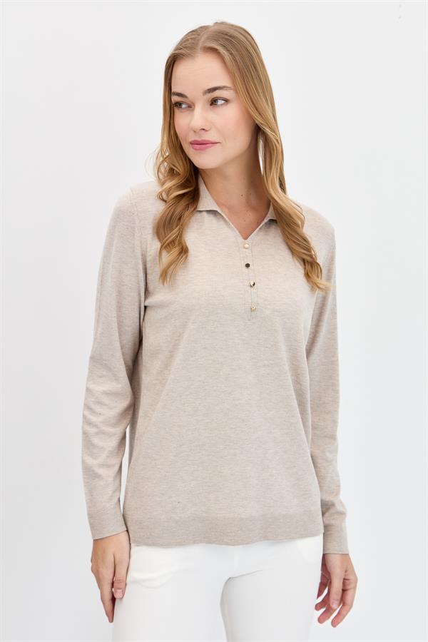 Женский базовый свитер с воротником поло