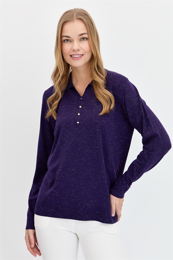 Женский базовый свитер с воротником поло