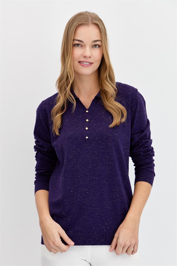 Женский базовый свитер с воротником поло