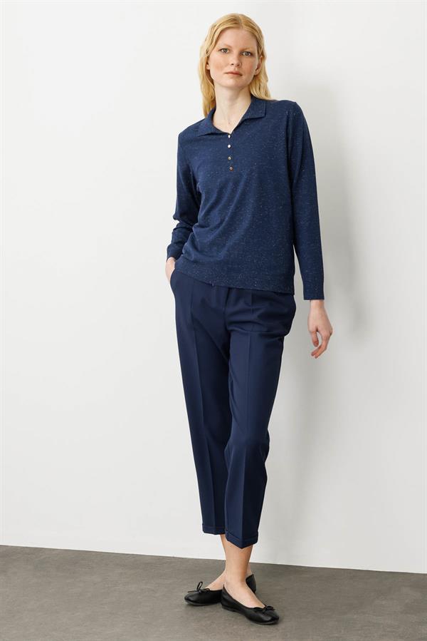 Kadın Polo Yaka Angelina Basic Kazak Lacivert