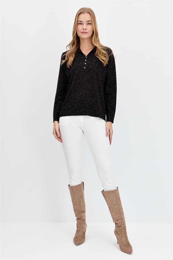 Женский базовый свитер с воротником поло