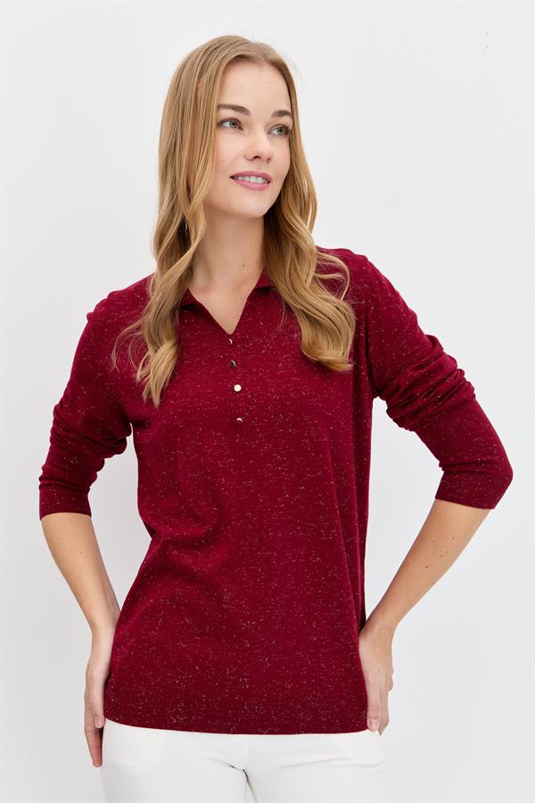 Женский базовый свитер с воротником поло