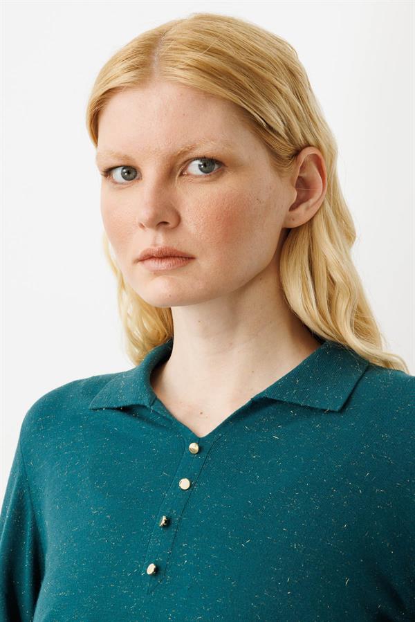 Kadın Polo Yaka Angelina Basic Kazak Yeşil