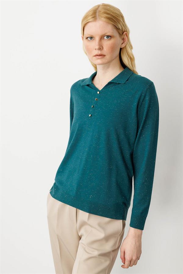 Kadın Polo Yaka Angelina Basic Kazak Yeşil