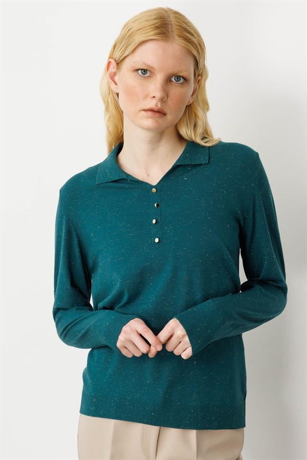 Kadın Polo Yaka Angelina Basic Kazak Yeşil