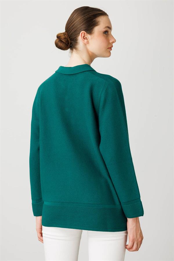 Kadın Polo Yaka Sahte Cepli Kazak Ö.Başı