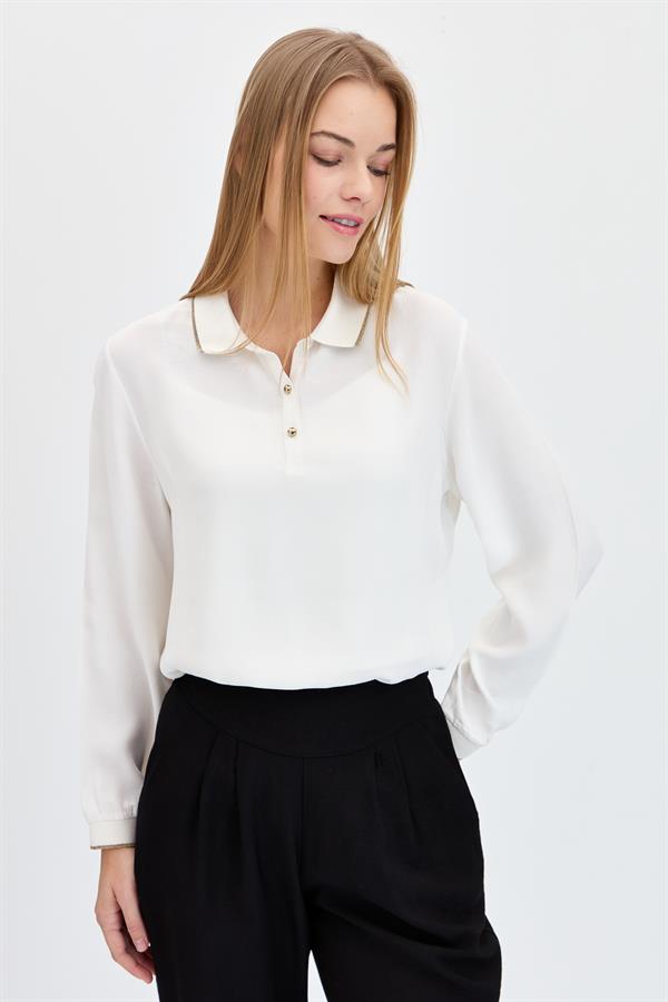 Женская рубашка поло с длинным рукавом