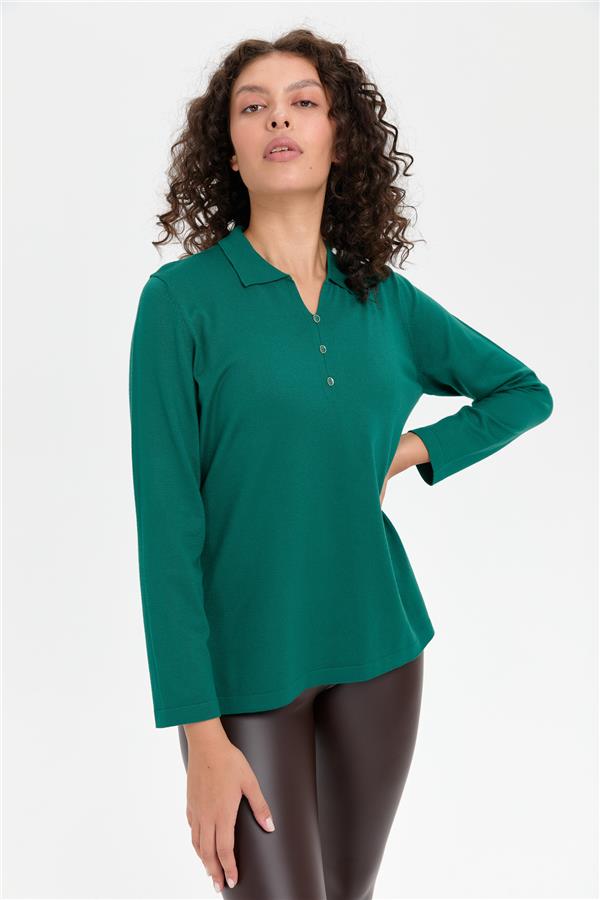 Kadın Polo Yaka Yanı Yırtmaçlı Kazak Ö.Başı