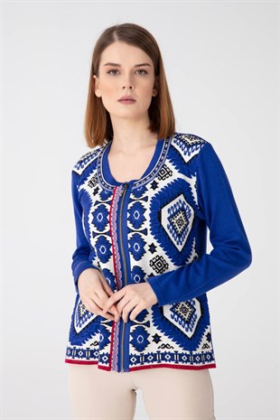 Женский кардиган с узором темно-синий