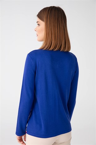 Женский кардиган с узором темно-синий