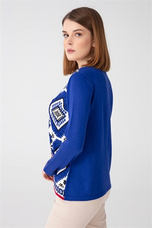Женский кардиган с узором темно-синий