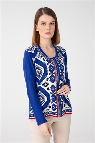 Женский кардиган с узором темно-синий