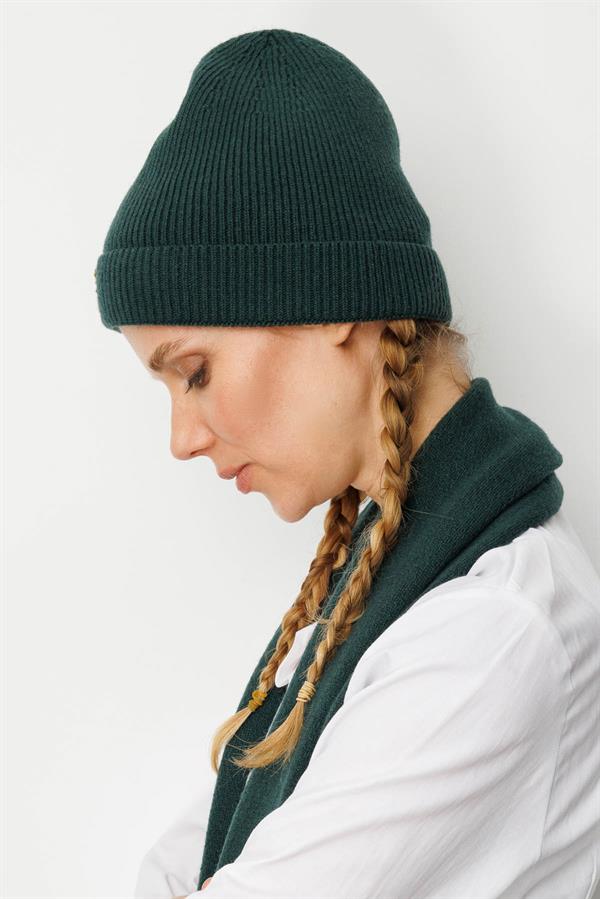 Kadın Rokoko Nakış İşlemeli Yün Bere Yeşil