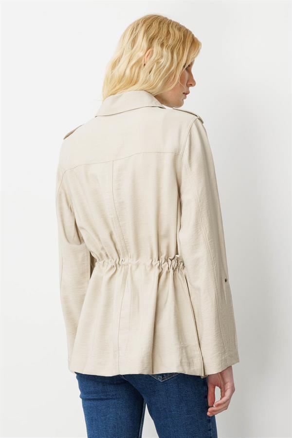 Kadın Safari Model Keten Ceket Taş