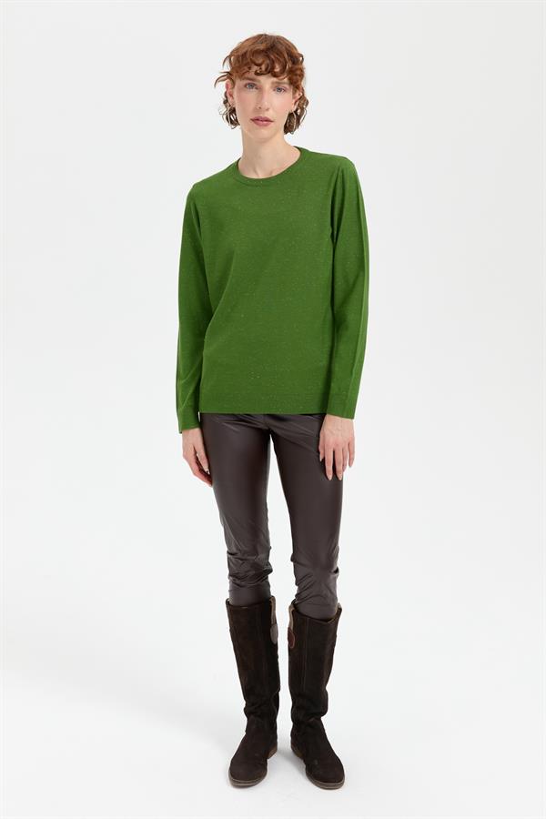 Kadın Sıfır Yaka Angelina Basic Kazak K.Yosun