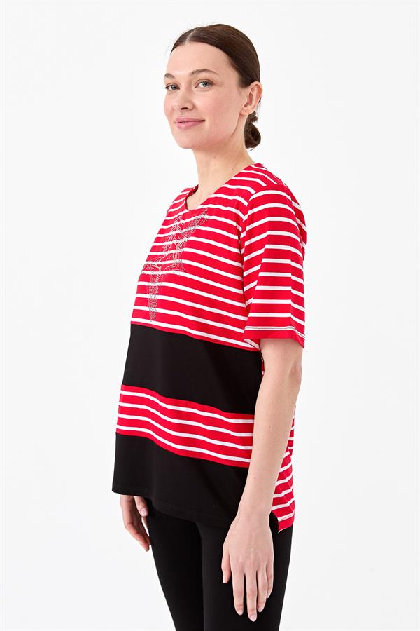 Womens Striped T-Shirt Red