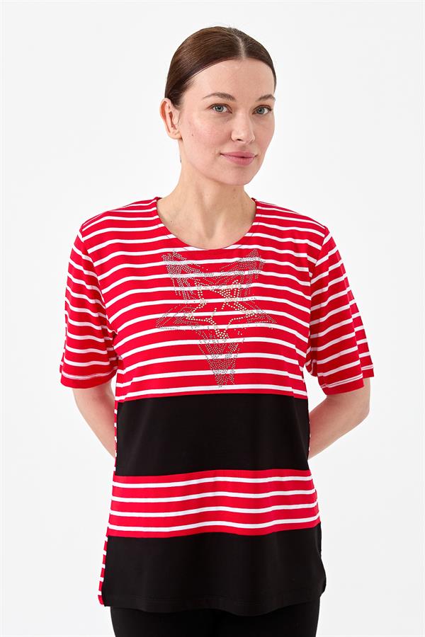 Womens Striped T-Shirt Red