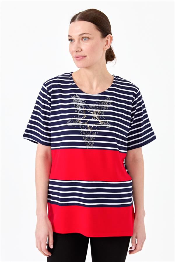 Womens Striped T-Shirt Navy Blue