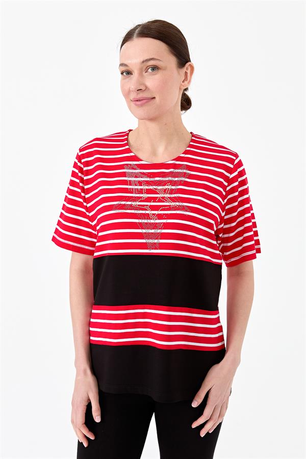 Womens Striped T-Shirt Red