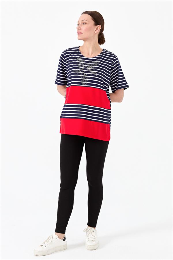 Womens Striped T-Shirt Navy Blue