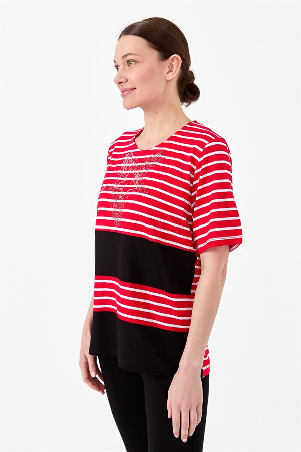 Womens Striped T-Shirt Red