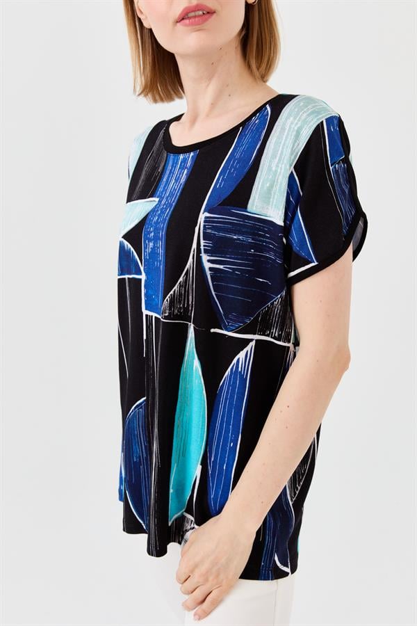 Womens Striped Low Sleeve Jersey T-shirt Navy Blue