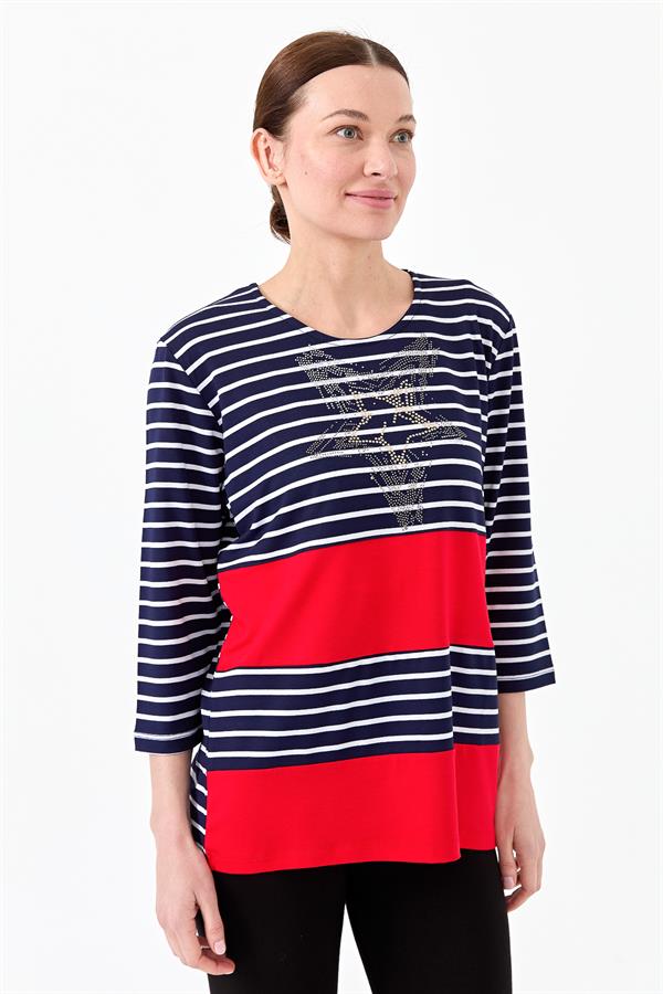 Womens Striped T-Shirt Navy Blue