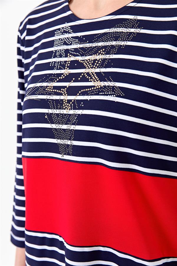 Womens Striped T-Shirt Navy Blue