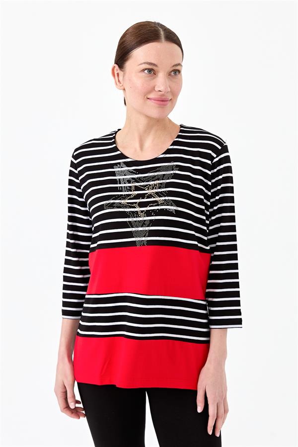 Womens Striped T-Shirt Black