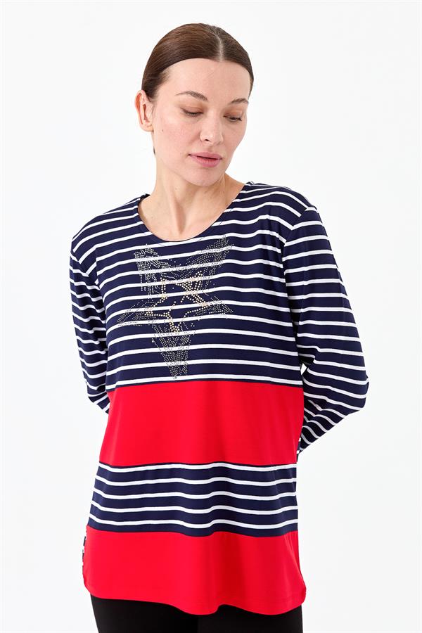 Womens Striped T-Shirt Navy Blue