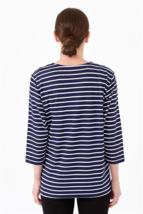 Womens Striped T-Shirt Navy Blue
