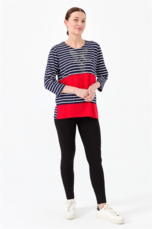 Womens Striped T-Shirt Navy Blue