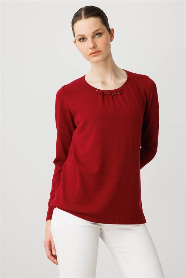 Kadın Dantel Çiçek İşlemeli Ligralı Bluz V.Çürüğü