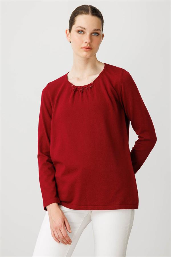 Kadın Dantel Çiçek İşlemeli Ligralı Bluz V.Çürüğü