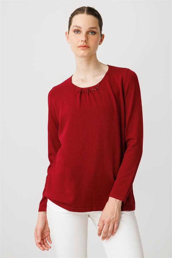 Kadın Dantel Çiçek İşlemeli Ligralı Bluz V.Çürüğü