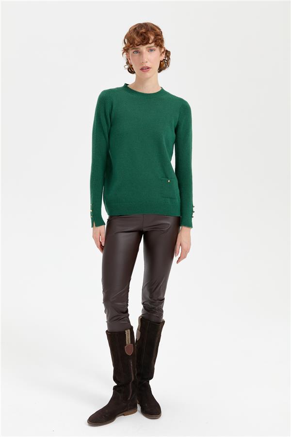 Kadın Sıfır Yaka Dikişsiz Cepli Yün Kazak Ö.Başı