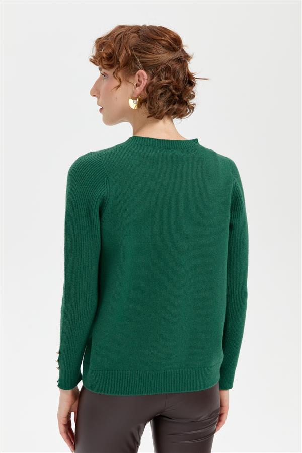 Kadın Sıfır Yaka Dikişsiz Cepli Yün Kazak Ö.Başı