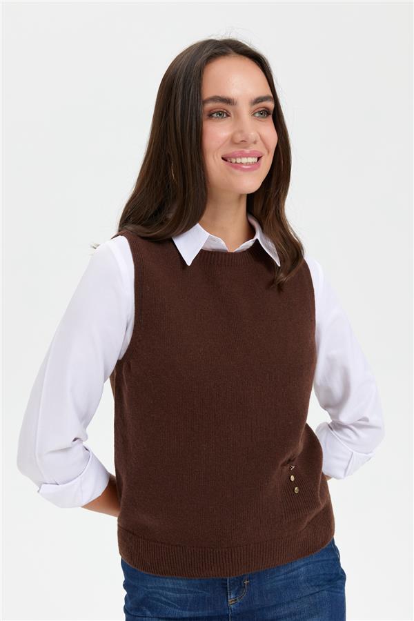 Womens Crew Neck Seamless Wool Sweater