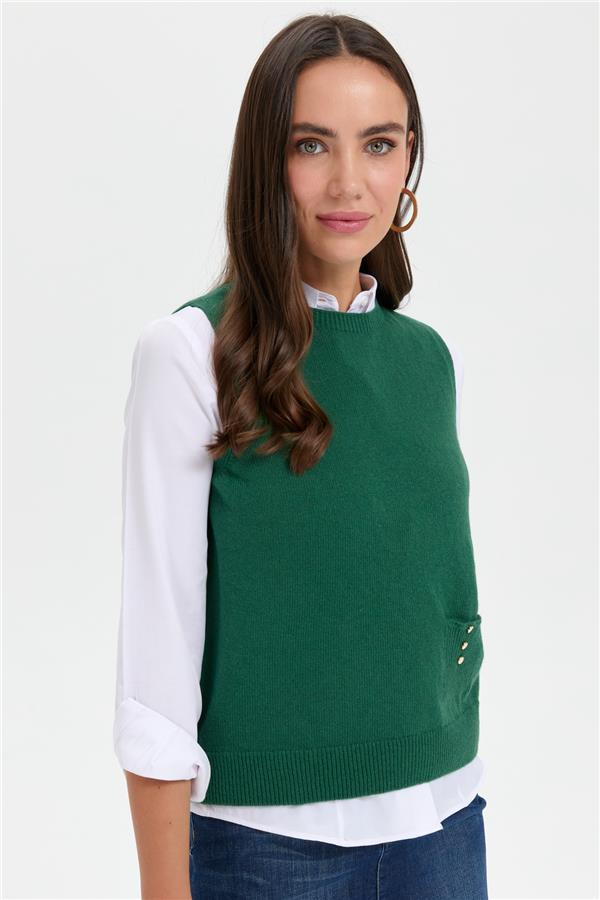 Womens Crew Neck Seamless Wool Sweater