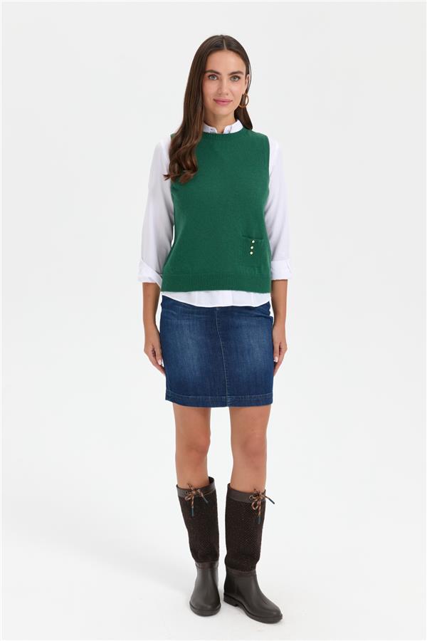 Kadın Sıfır Yaka Dikişsiz Cepli Yün Süveter Ö.Başı