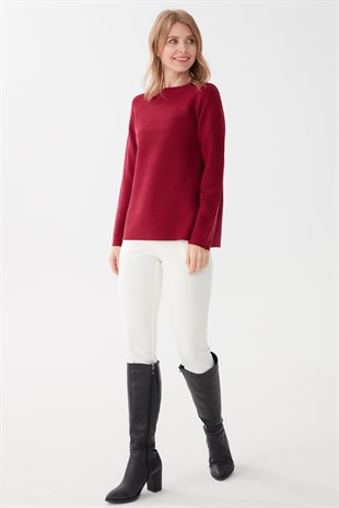 Женский вязаный свитер бордовый